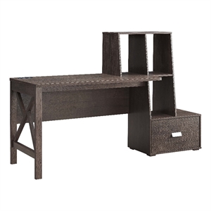 smart home furniture 2-shelf contemporary wood desk in walnut oak