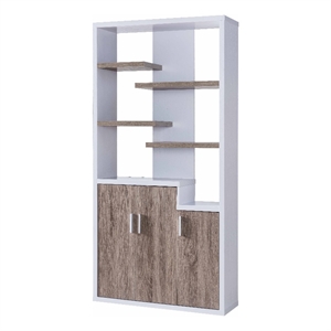 smart home furniture 9-shelf wood display cabinet in white/dark taupe
