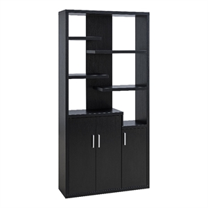smart home furniture 9-shelf contemporary wood display cabinet in black