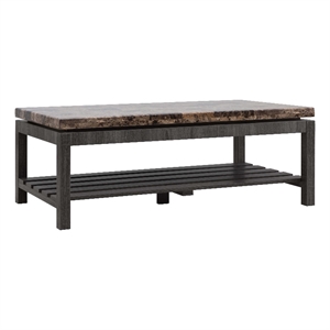smart home furniture faux marble wood coffee table in distressed gray/black