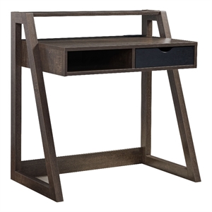 smart home furniture 1-drawer contemporary wood desk in walnut oak/black