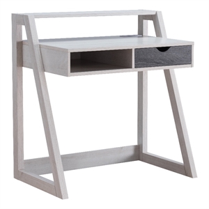smart home furniture 1-drawer contemporary wood desk in white oak/gray