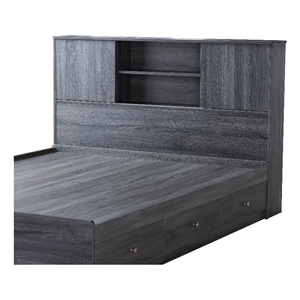 smart home furniture 2-shelf wood full bookcase headboard in distressed gray