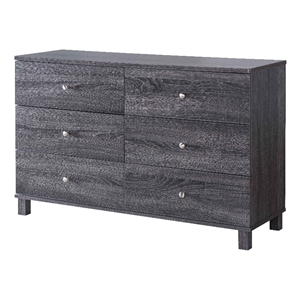 smart home furniture 6-drawer wood dresser with knob handle in distressed gray