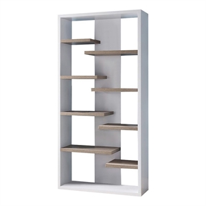 smart home furniture 8-shelf wood display cabinet in white/dark taupe