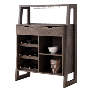 smart home furniture 2-shelf contemporary wood wine cabinet in distressed gray