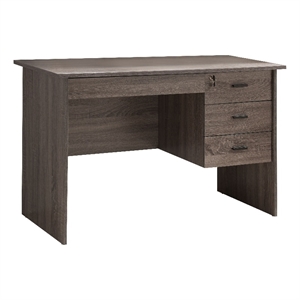 smart home furniture 3-drawer wood executive desk in distressed gray