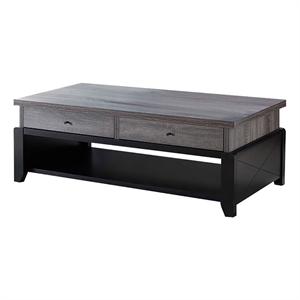 smart home furniture 2-drawer wood coffee table in distressed gray