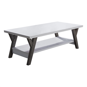 smart home furniture contemporary wood coffee table in white/distressed gray