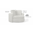 Oslo Lux Natural Color Faux Fur Oversized Barrel Swivel Accent Chair