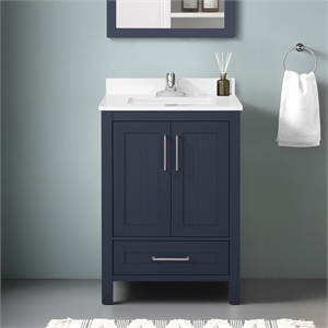Kansas 24&quot Bathroom Vanity in Midnight Blue with White Countertop