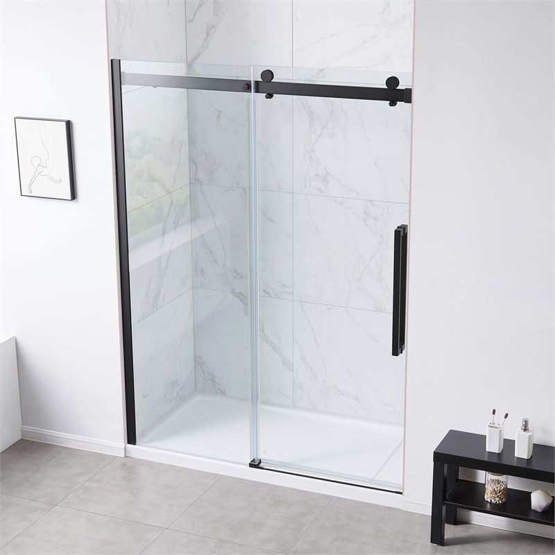 Bel Matte Black Alcove Shower Kit Base and Door 32