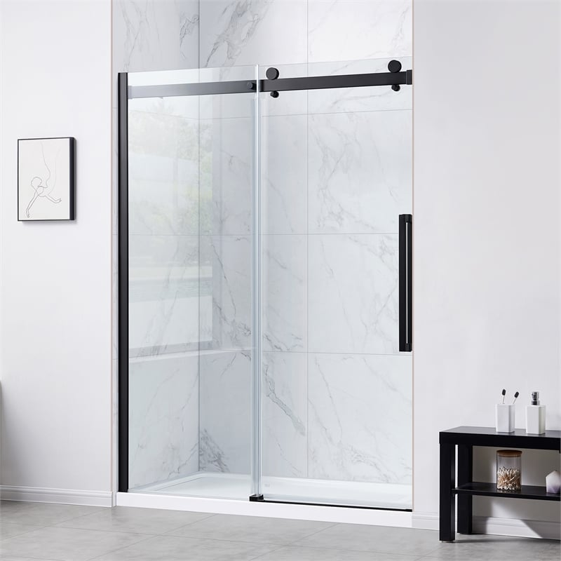 Bel Matte Black Alcove Shower Kit Base and Door 32