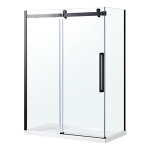 OVE Bel 60&quot x 78.75&quot Soft-Close Sliding Corner Shower Door in Matte Black