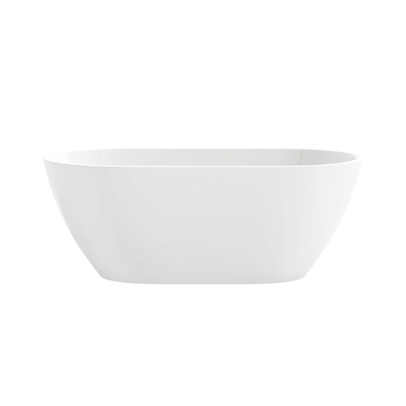 OVE Ayago 59 in. Freestanding White Bathtub Kit Satin Nickel Hardware