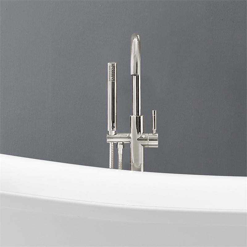 Skylar 70 in Freestanding Bathtub in White with Chrome Pop-up and Overflow
