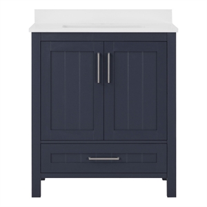 Kansas 30&quot Bathroom Vanity in Midnight Blue with White Countertop