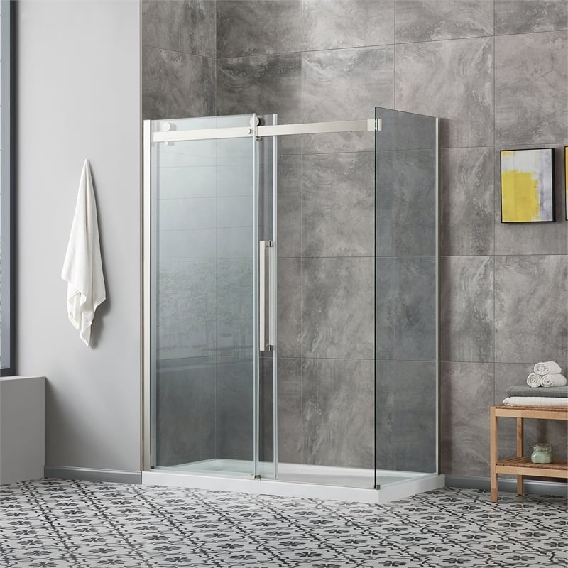 Bel Stainless Steel Corner Shower Kit Base and Door 32
