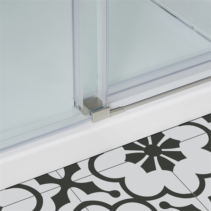 Bel Brushed Nickel Alcove Shower Kit Base and Door 32