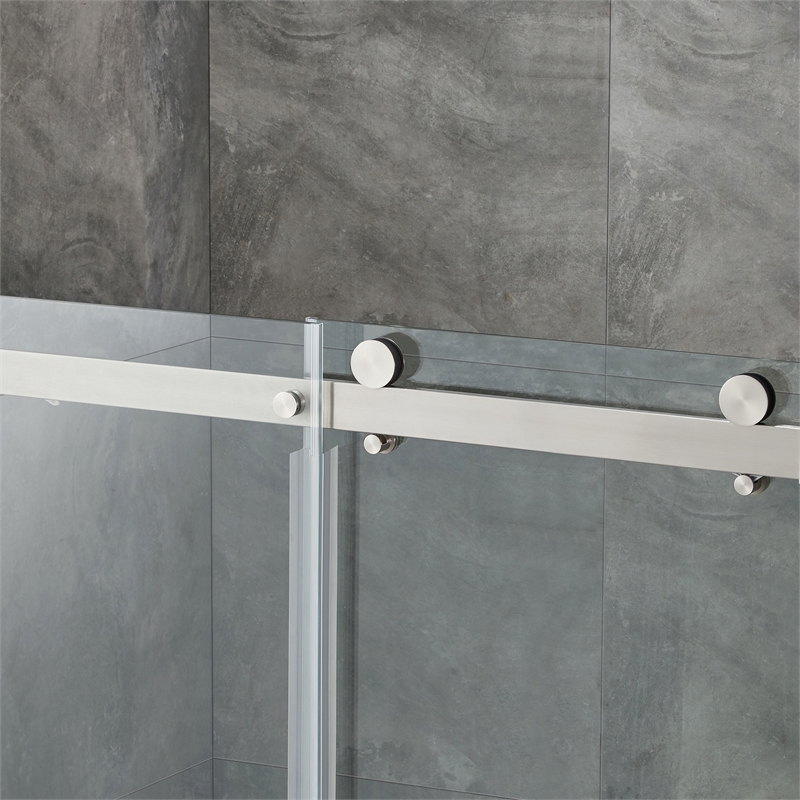 Bel Brushed Nickel Alcove Shower Kit Base and Door 32