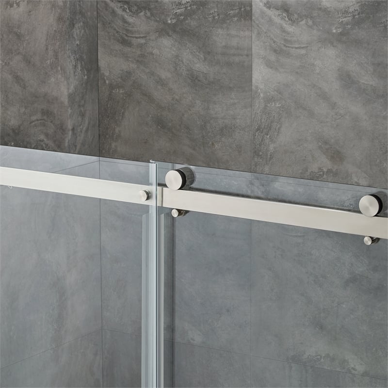 Bel Brushed Nickel Alcove Shower Kit Base and Door 32