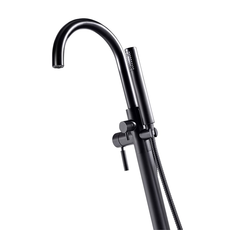 Athena 1-Handle Freestanding Roman Tub Faucet with Hand Shower in Matte Black