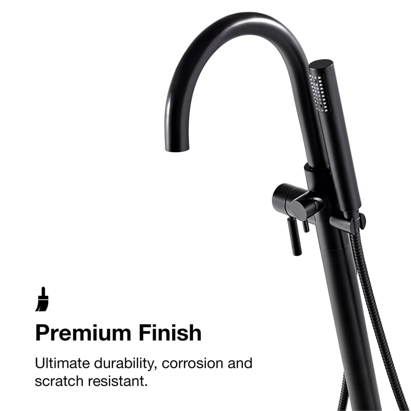 Athena 1-Handle Freestanding Roman Tub Faucet with Hand Shower in Matte Black