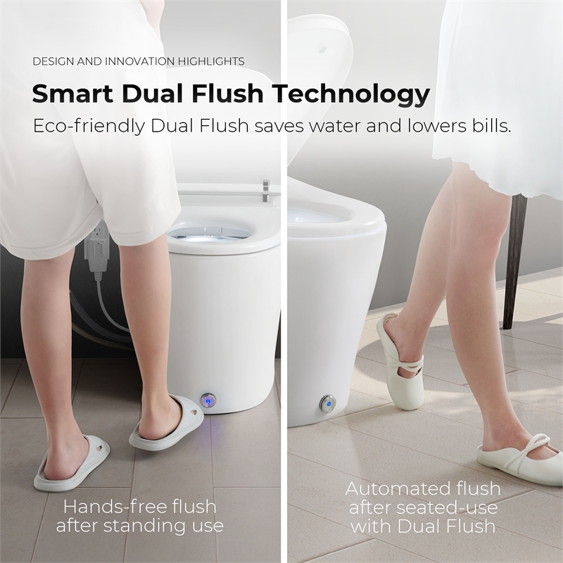 Ove Clarke Dual-Flush Hands-Free Smart Bidet Toilet with Built-in Tank