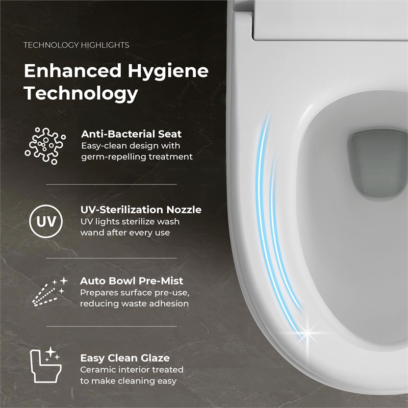Ove Clarke Dual-Flush Hands-Free Smart Bidet Toilet with Built-in Tank