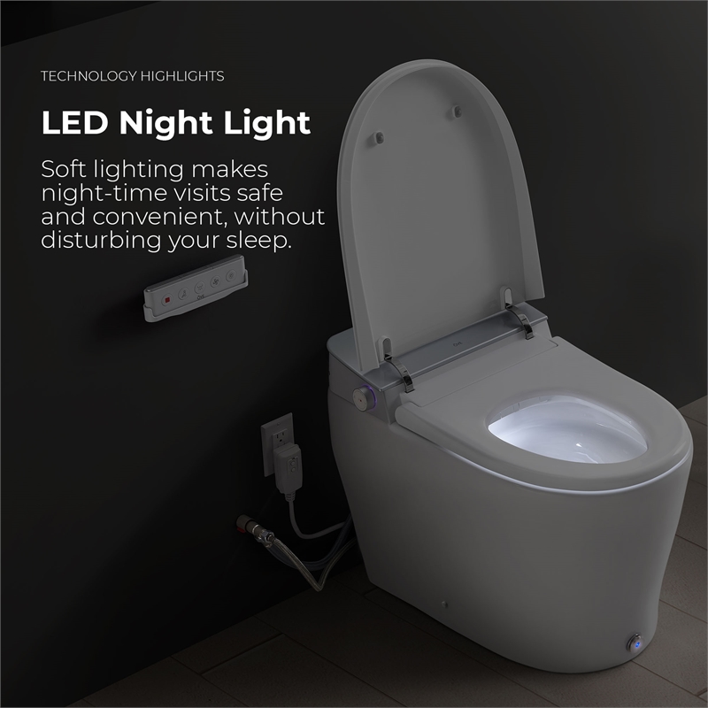 Ove Clarke Dual-Flush Hands-Free Smart Bidet Toilet with Built-in Tank