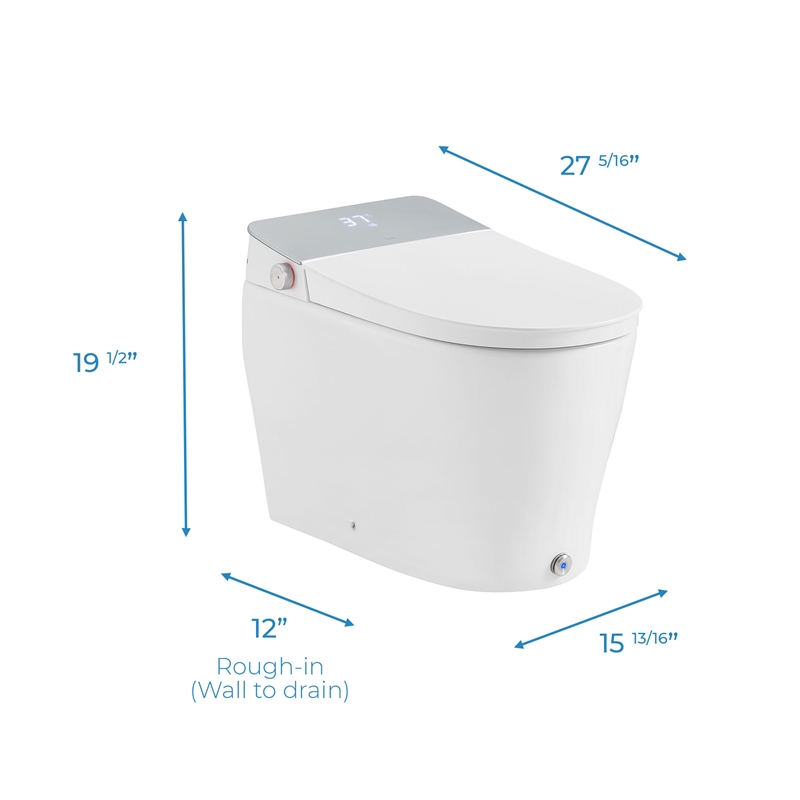 Ove Clarke Dual-Flush Hands-Free Smart Bidet Toilet with Built-in Tank