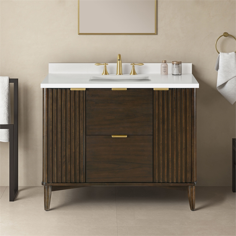 Gabi 42 in. Single Sink Freestanding Dark Walnut Bathroom Vanity