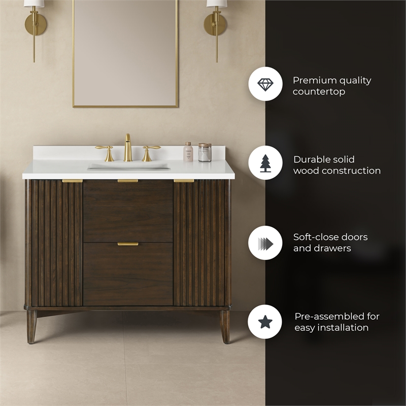 Gabi 42 in. Single Sink Freestanding Dark Walnut Bathroom Vanity