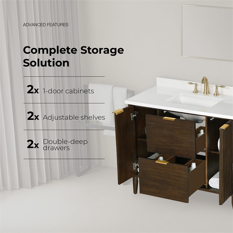Gabi 42 in. Single Sink Freestanding Dark Walnut Bathroom Vanity