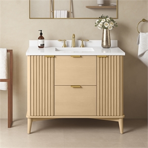 Gabi 42&quot Bathroom Vanity in Rustic Ash with White Countertop