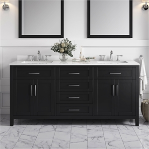 Tahoe 72&quot Double Bathroom Vanity in Espresso with White Countertop