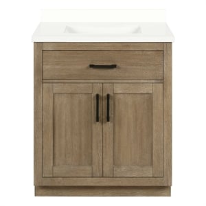 OVE Bailey 30 in. Driftwood Oak Bathroom Vanity with White Top