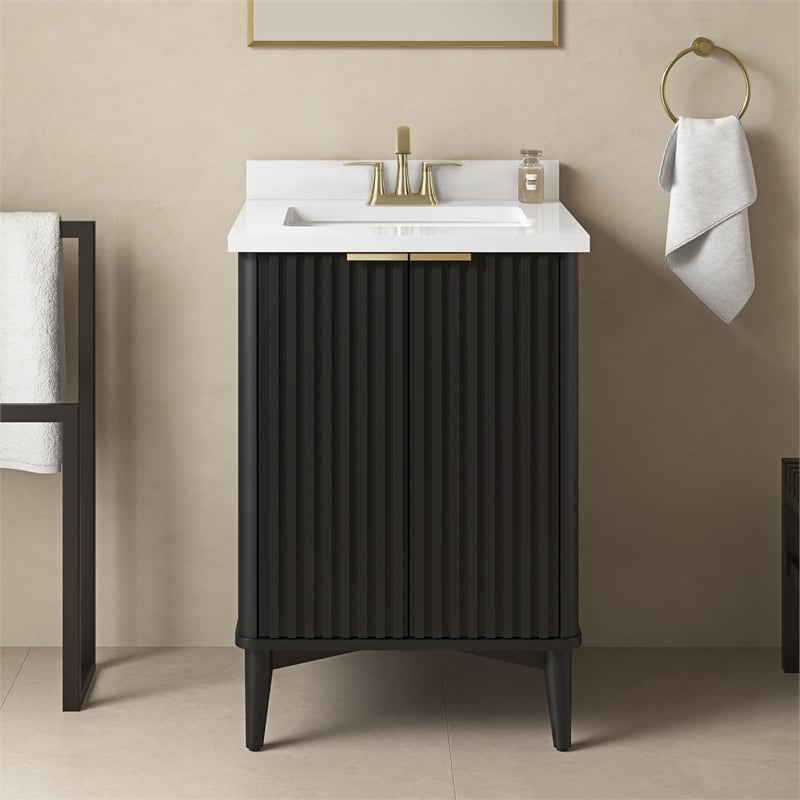 Gabi 24 in. Single Sink Freestanding Onyx Black Bathroom Vanity