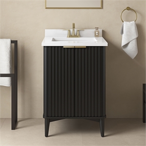 Gabi 24&quot Bathroom Vanity in Onyx Black with White Countertop