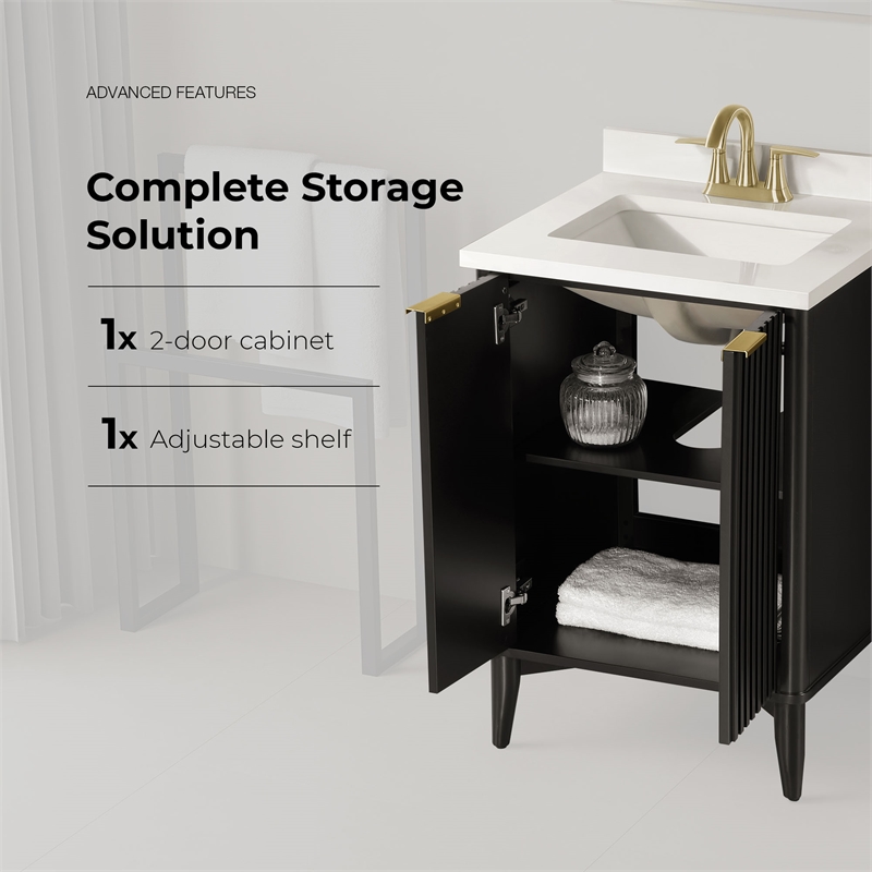 Gabi 24 in. Single Sink Freestanding Onyx Black Bathroom Vanity