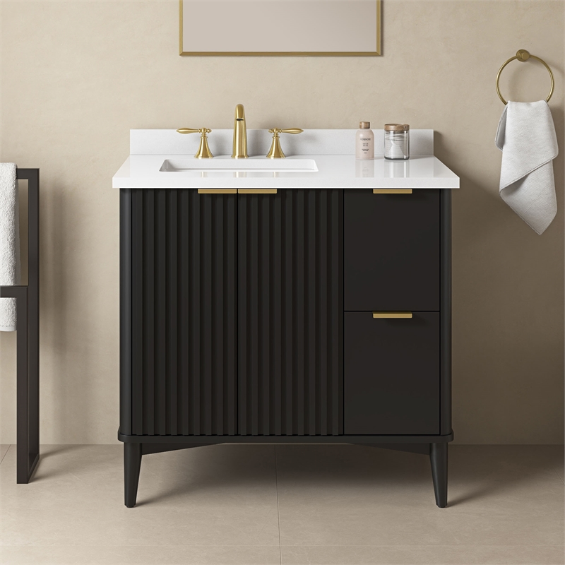 Gabi 36 in. Single Sink Freestanding Onyx Black Bathroom Vanity