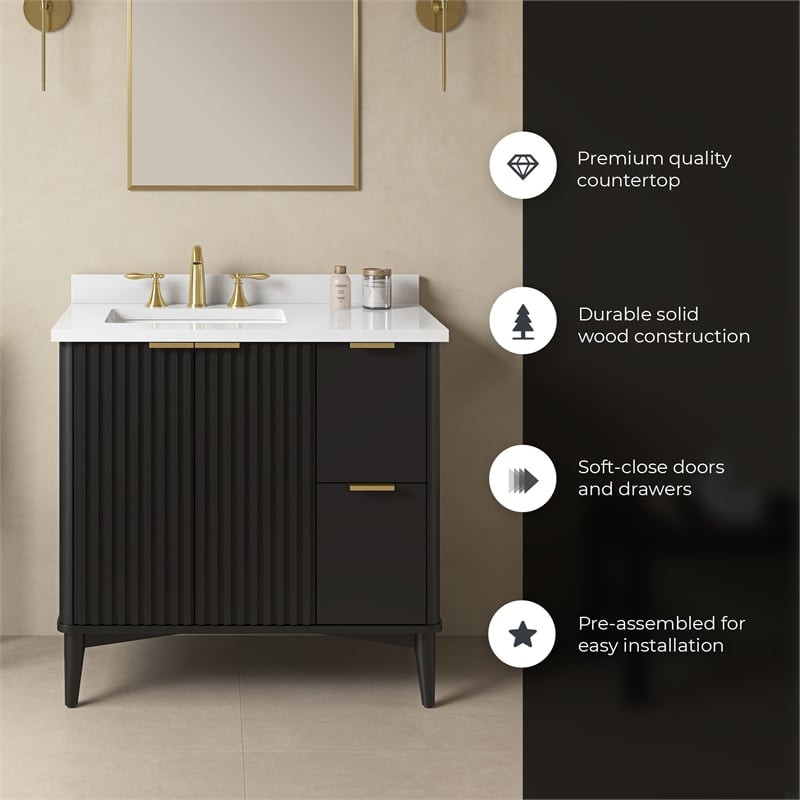 Gabi 36 in. Single Sink Freestanding Onyx Black Bathroom Vanity