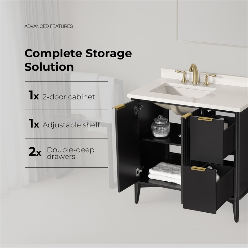 Gabi 36 in. Single Sink Freestanding Onyx Black Bathroom Vanity