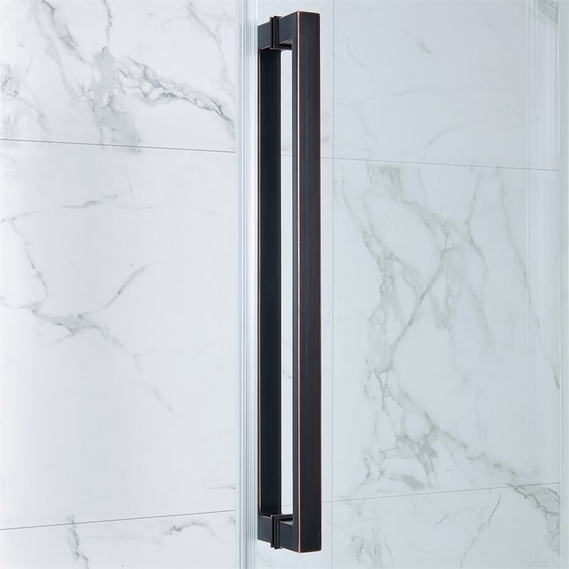 Bel Oil-Rubbed Bronze Alcove Shower Kit Base and Door 32