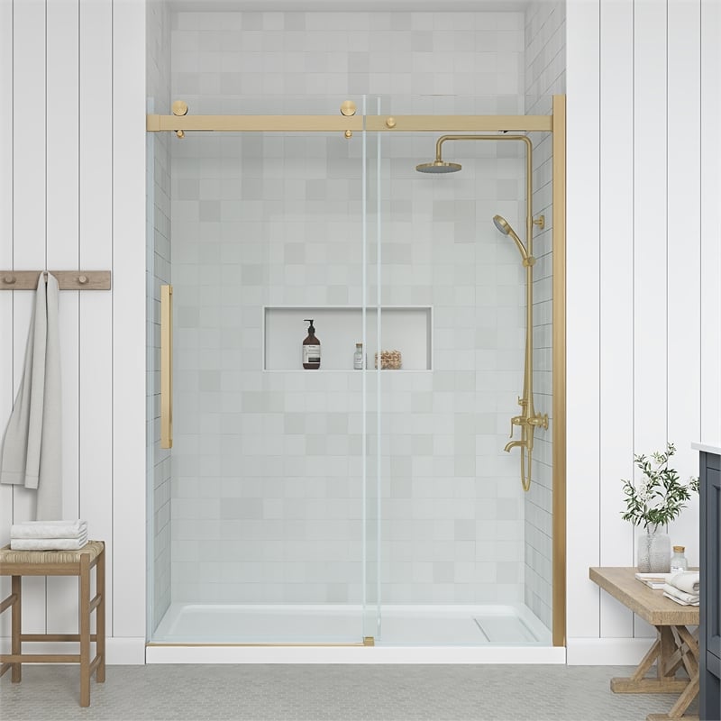 Bel Gold Alcove Shower Kit Base and Door 32