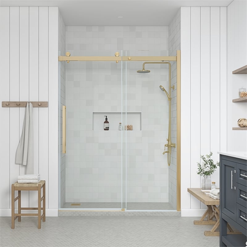 Bel Gold Alcove Shower Kit Base and Door 32