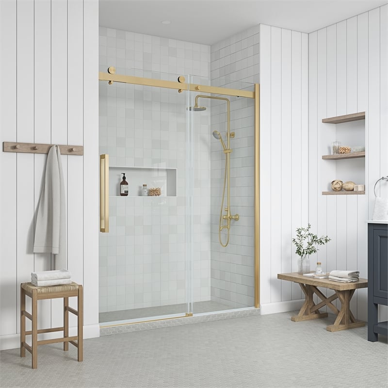 Bel Gold Alcove Shower Kit Base and Door 32
