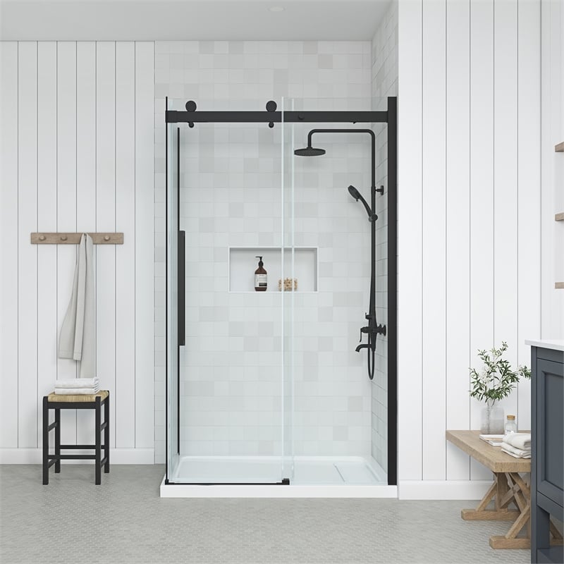 Bel Matte Black Corner Shower Kit Base and Door 32