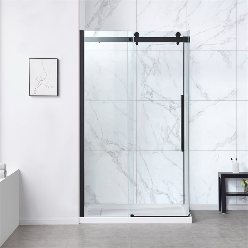Bel Matte Black Corner Shower Kit Base and Door 32