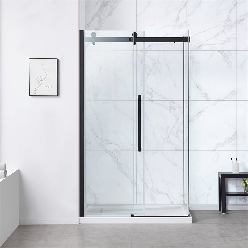 Bel Matte Black Corner Shower Kit Base and Door 32